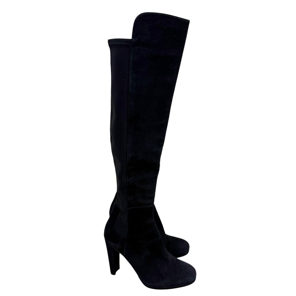 Stuart Weitzman Black Suede High Heel Over the Knee Boots Women's US Size 9 VGUC